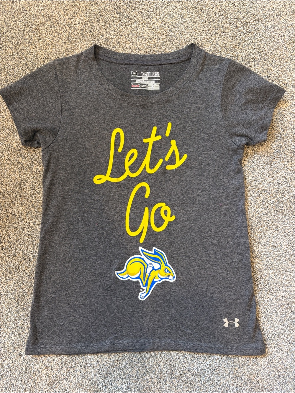 Under Armour Tee with Yellow 'Let's Go' Script and South Dakota State Jackrabbit